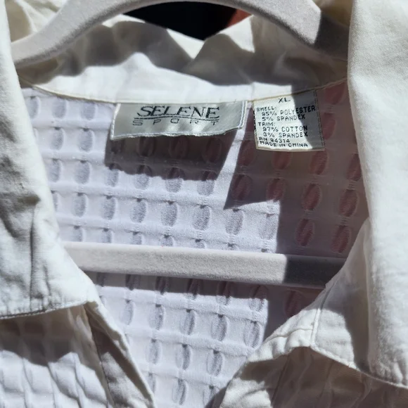 Selene Sport Vintage 90s White Zip up Blouse Size XL - Picture 8 of 8